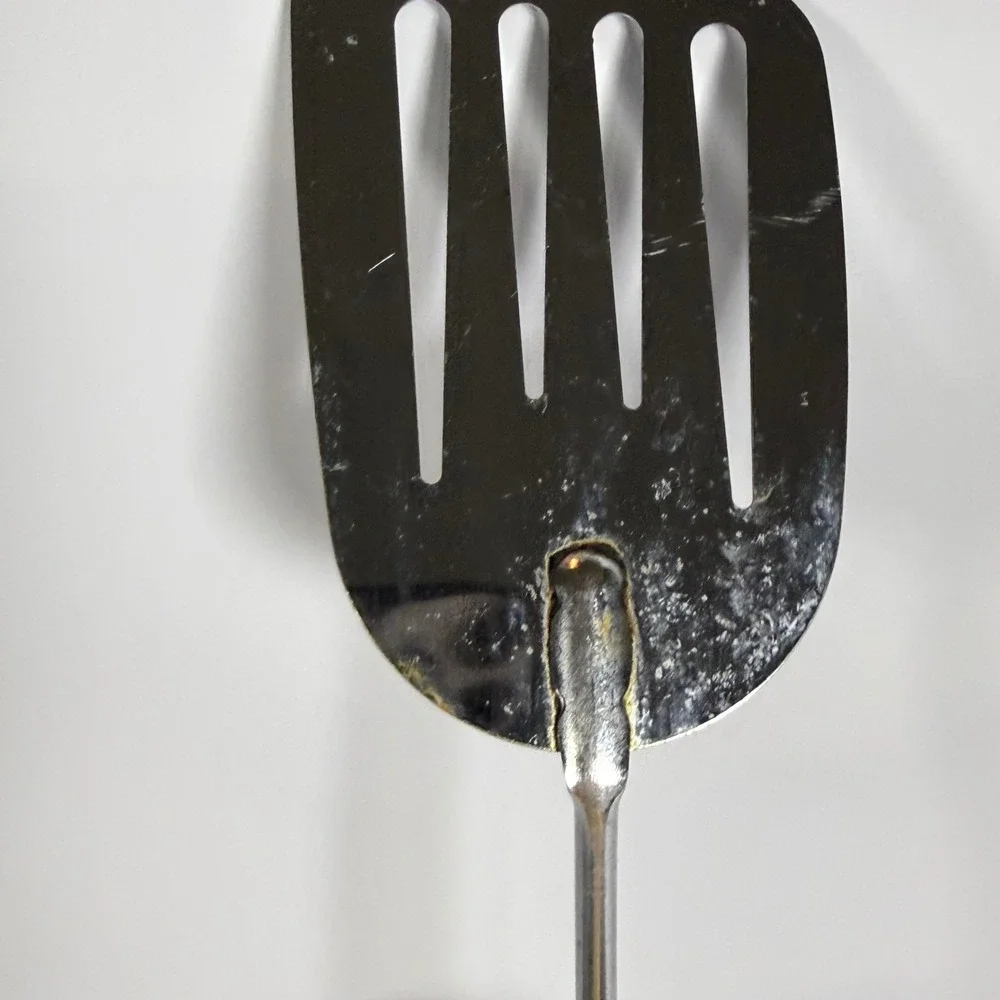 VTG Foley USA Spatula Four Slotted Turner Kitchen Tool Silver Black Chrome 12